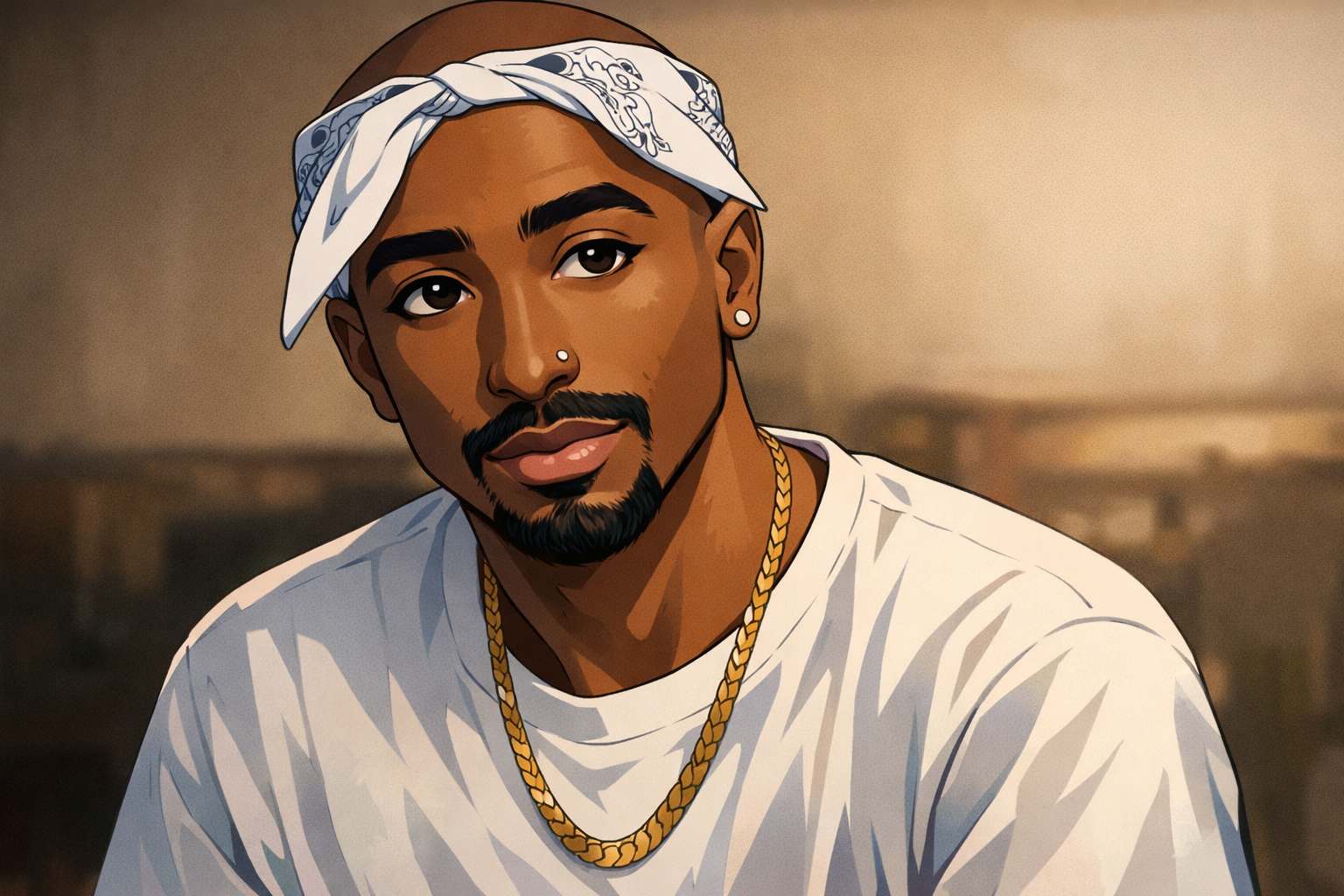 Tupac Shakur photographed during the height of his music career
